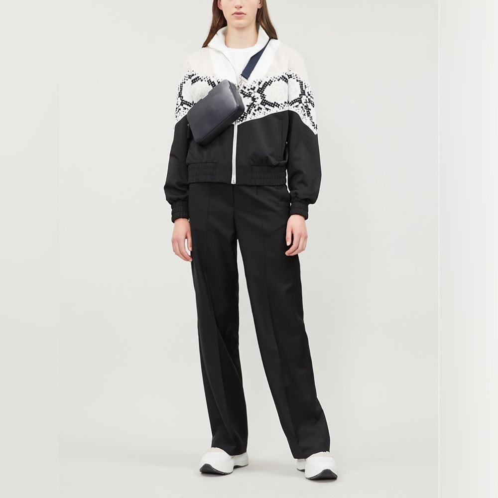 Maje Thelo Zipped Python-Print Sports-Jersey Jack… - image 3